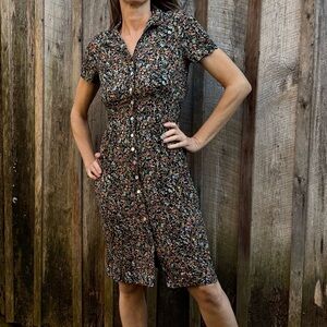 Connected Apparel Black Floral Mini Dress